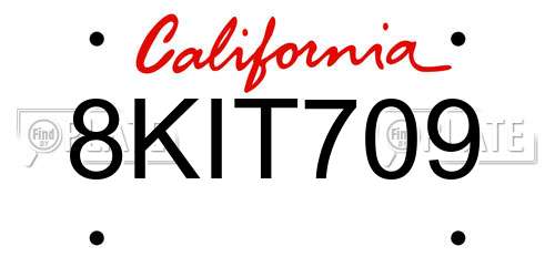 8KIT709 California License Plate