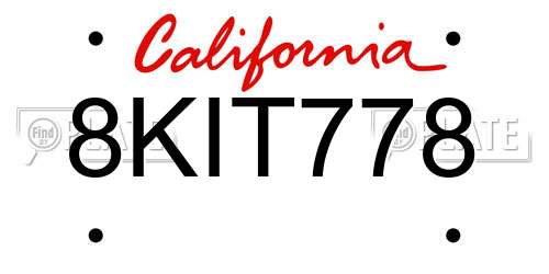 8KIT778 California License Plate