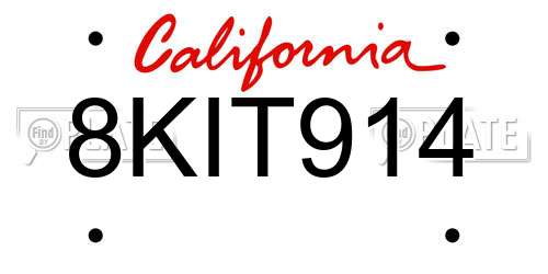 8KIT914 California License Plate
