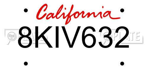 8KIV632 California License Plate