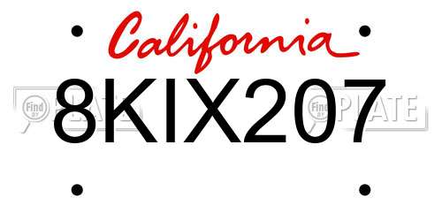 8KIX207 California License Plate