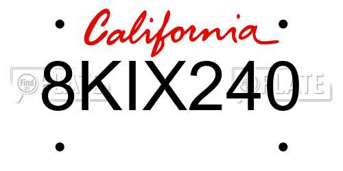 8KIX240 California License Plate