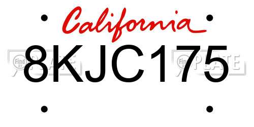 8KJC175 California License Plate
