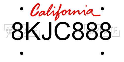8KJC888 California License Plate