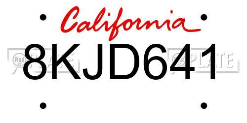 8KJD641 California License Plate