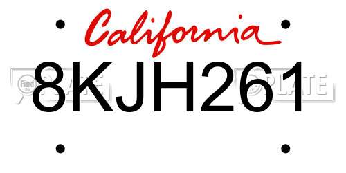 8KJH261 California License Plate