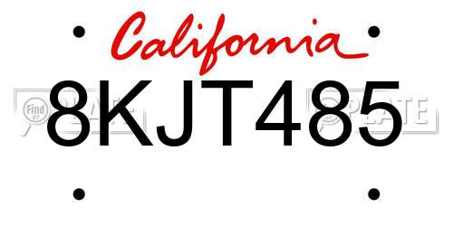 8KJT485 California License Plate