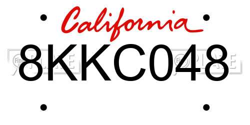8KKC048 California License Plate