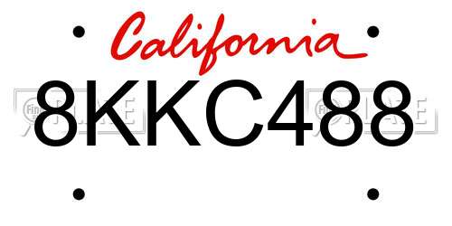 8KKC488 California License Plate