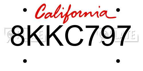 8KKC797 California License Plate