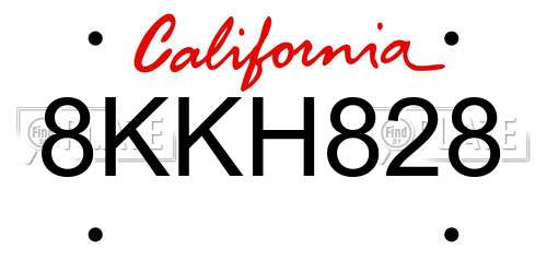 8KKH828 California License Plate
