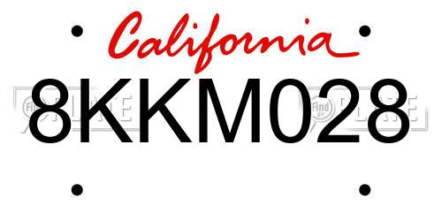8KKM028 California License Plate