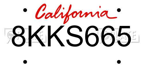 8KKS665 California License Plate