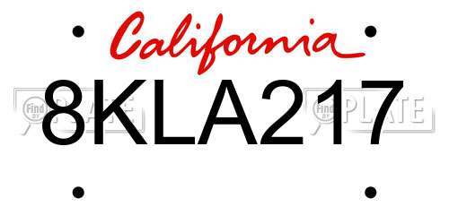 8KLA217 California License Plate
