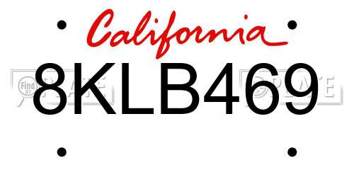 8KLB469 California License Plate