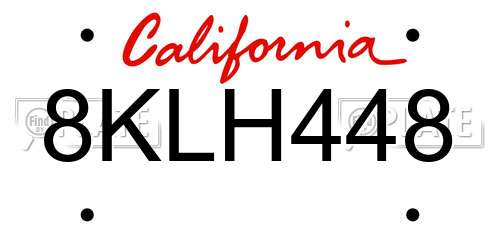 8KLH448 California License Plate