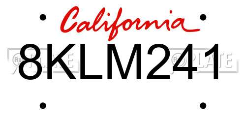 8KLM241 California License Plate