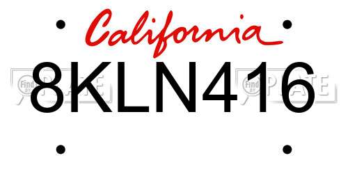 8KLN416 California License Plate