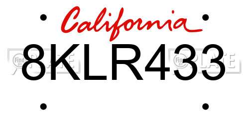 8KLR433 California License Plate