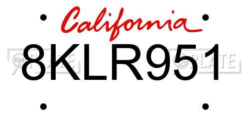 8KLR951 California License Plate