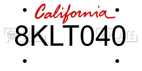 8KLT040 California License Plate
