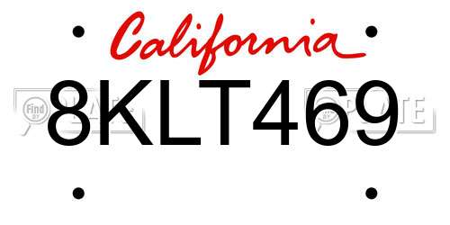 8KLT469 California License Plate