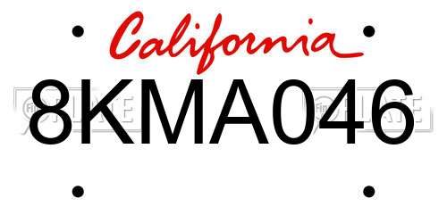 8KMA046 California License Plate