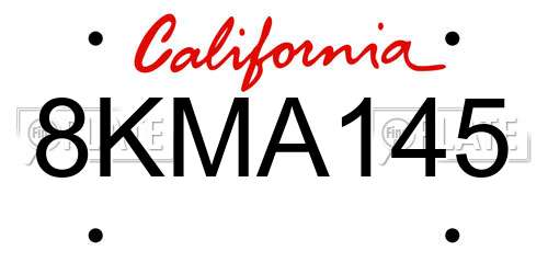 8KMA145 California License Plate