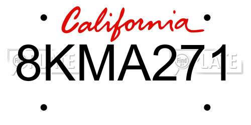 8KMA271 California License Plate