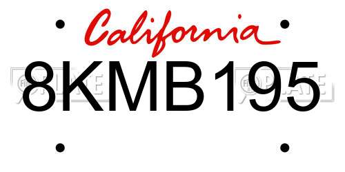8KMB195 California License Plate