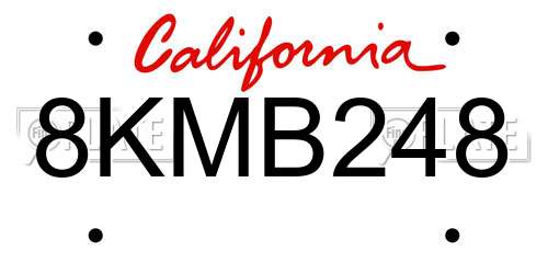 8KMB248 California License Plate