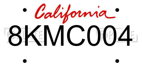 8KMC004 California License Plate