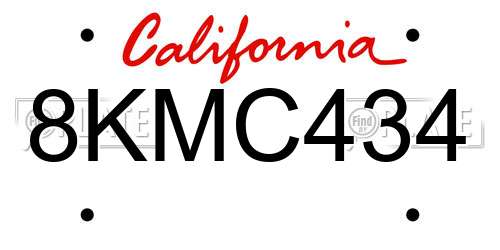 8KMC434 California License Plate