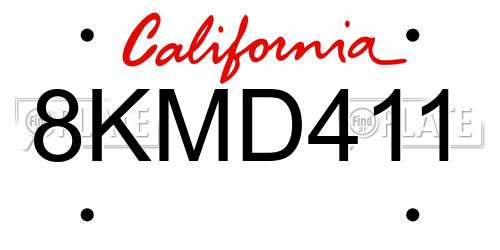 8KMD411 California License Plate