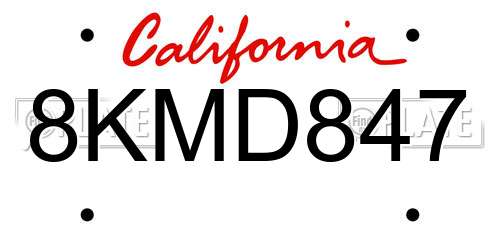 8KMD847 California License Plate