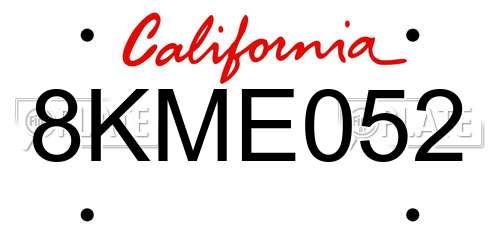 8KME052 California License Plate