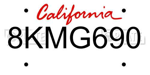 8KMG690 California License Plate