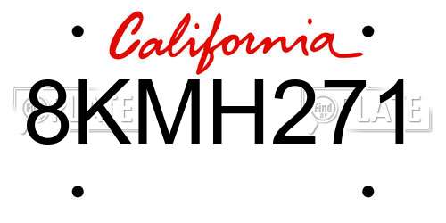 8KMH271 California License Plate