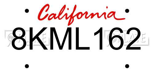 8KML162 California License Plate