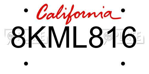 8KML816 California License Plate