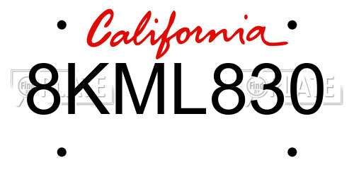 8KML830 California License Plate