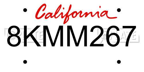 8KMM267 California License Plate
