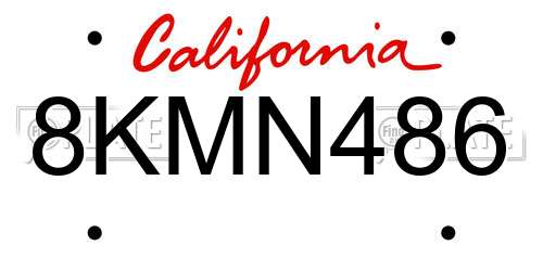 8KMN486 California License Plate