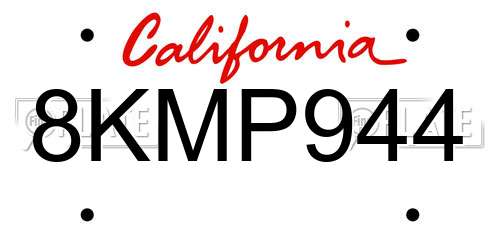 8KMP944 California License Plate