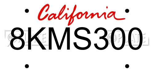 8KMS300 California License Plate