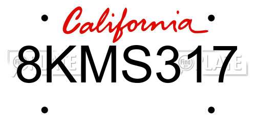 8KMS317 California License Plate