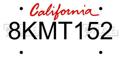 8KMT152 California License Plate