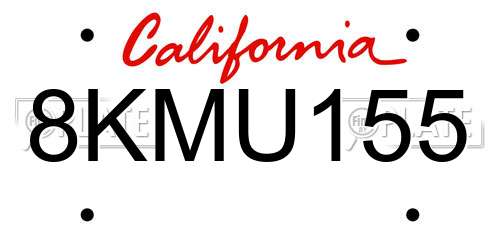 8KMU155 California License Plate