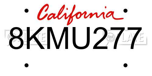 8KMU277 California License Plate