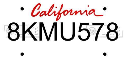 8KMU578 California License Plate